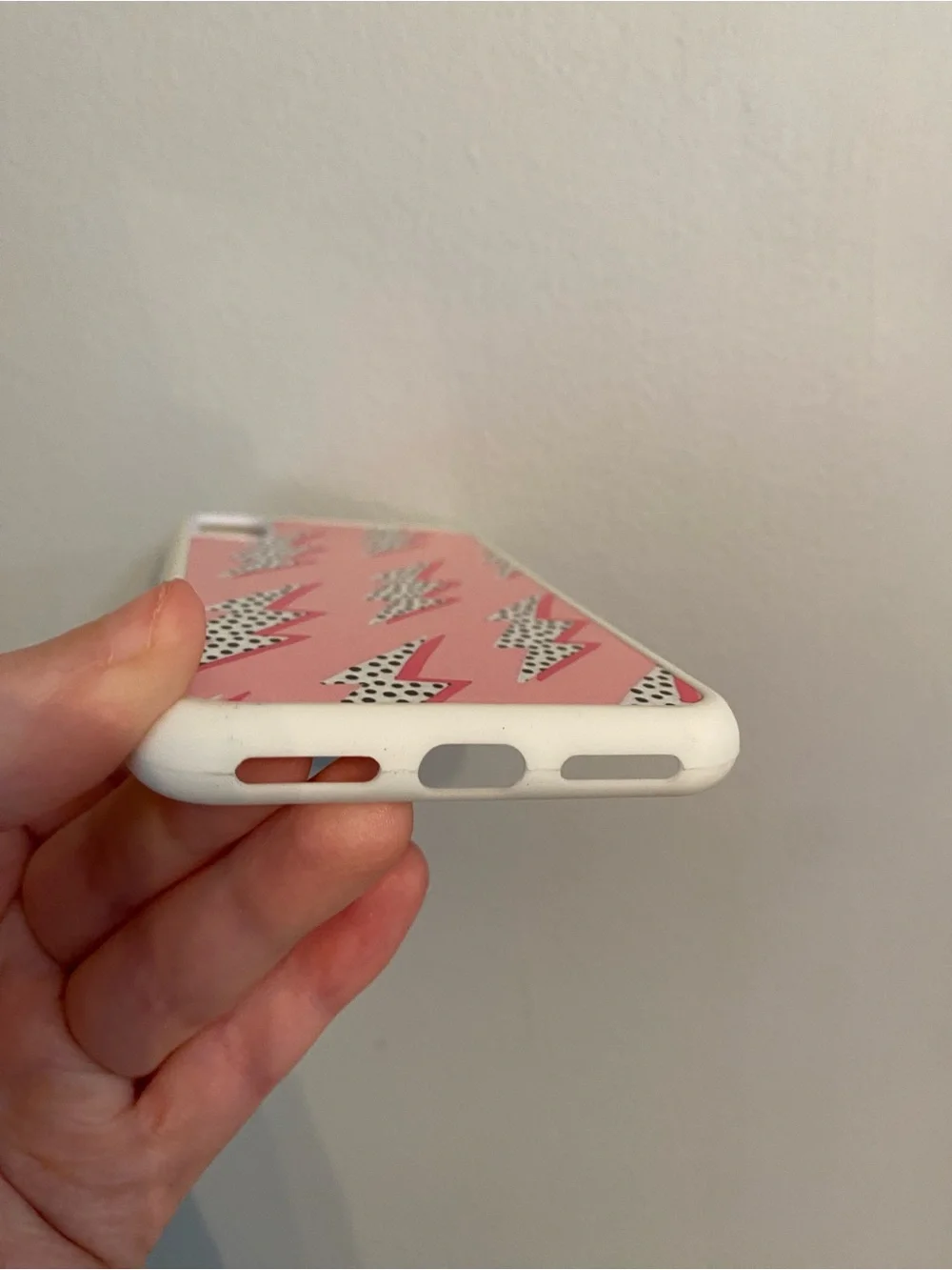 Pink Lightning Bolt Phone Case with White Frame - Unbranded